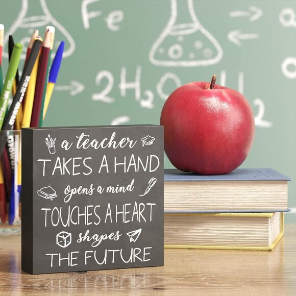 Wooden Box Sign Motivational Desk Decor, Inspirational Office Desk Decorations f - Picture 2 of 7